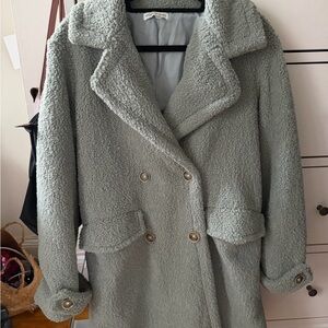 Woven Heart Gray Teddy Jacket